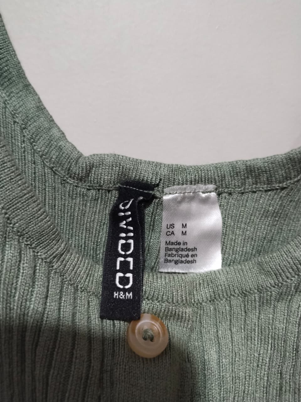 H&M DIVIDED Rib-Knit Top Light Khaki Green