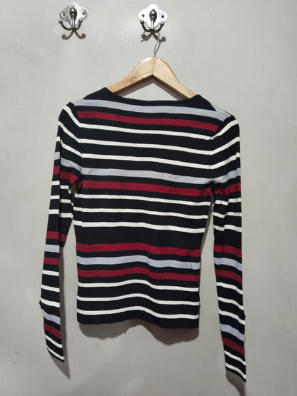 MANTIES Women's Striped V-Neck Sweater