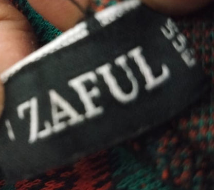 ZAFUL Women's Tribal Ethnic Graphic Cropped Knitwear Bohemian Long Sleeve Pullover Sweater Boho Drop Shoulder Knitted Top