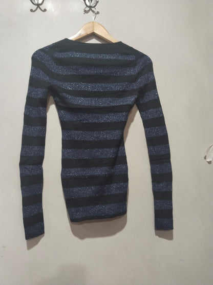 Express Striped V-Neck Sweater