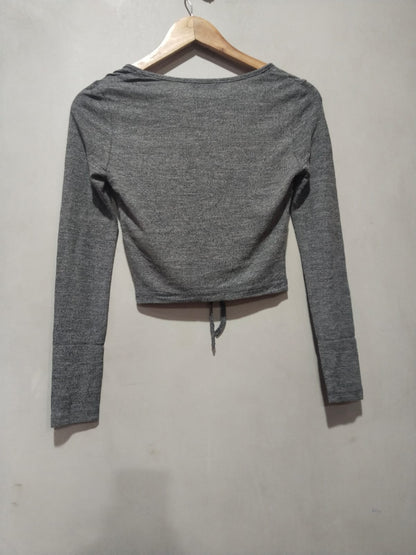 SHEIN Privé Tie Front Ruched Bust Crop Top