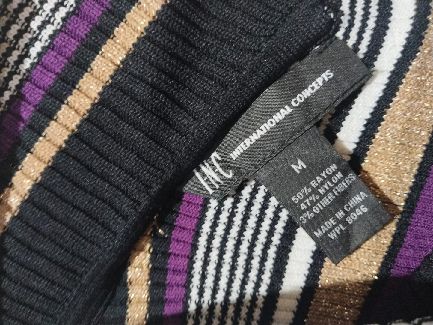 INC International Concepts Multicolor Striped V-Neck Sweater