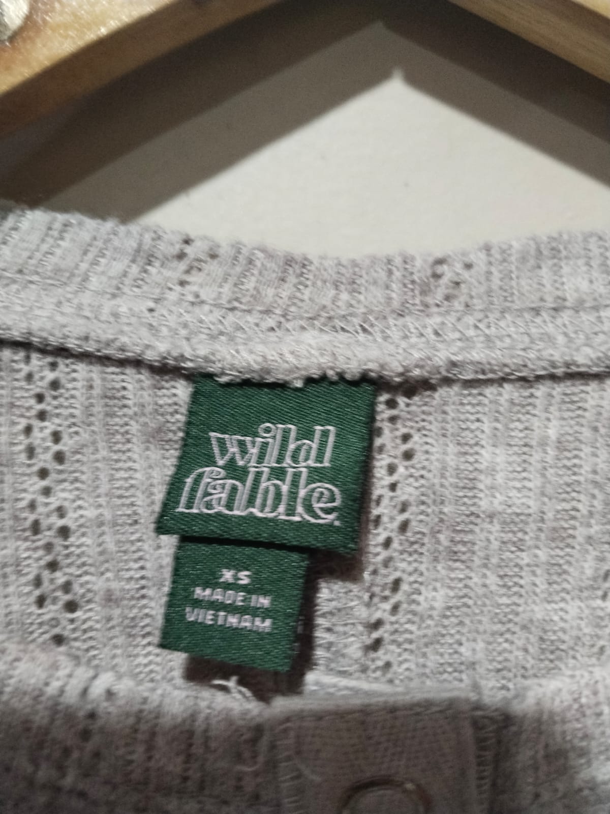 Womens Long Sleeve Henley T-Shirt - Wild Fable Heather Gray Pointelle