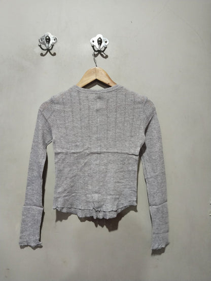 Womens Long Sleeve Henley T-Shirt - Wild Fable Heather Gray Pointelle