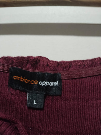 Ambiance Apparel Long Sleeve Shirt Women’s Lace Up ~ Off The Shoulder