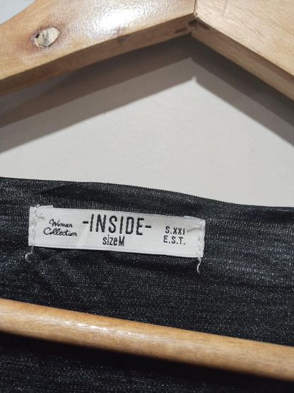 INSIDE Shiny Silver Long-Sleeved Blouse