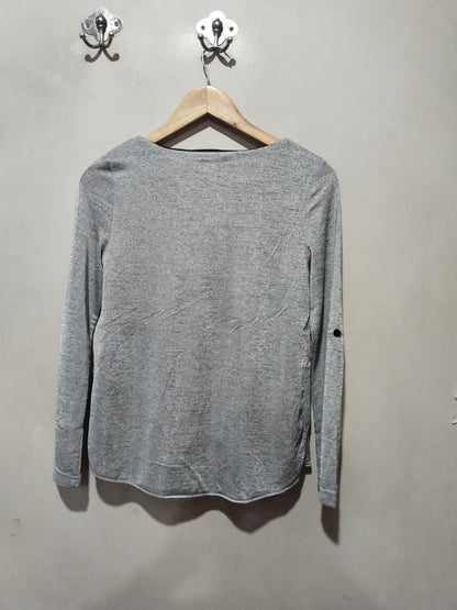 INSIDE Shiny Silver Long-Sleeved Blouse