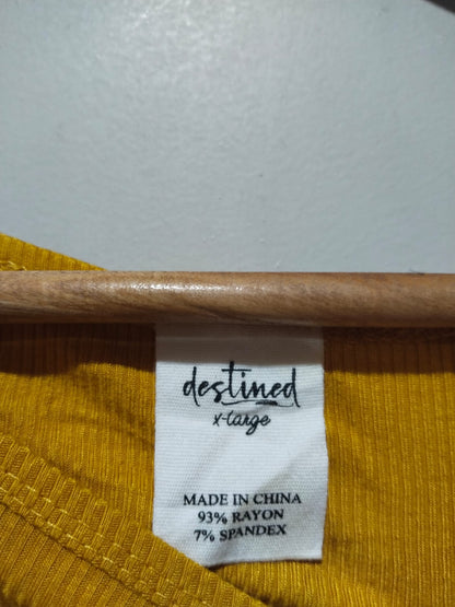 DESTIMED Mustard Rib Round Neck Crop Top