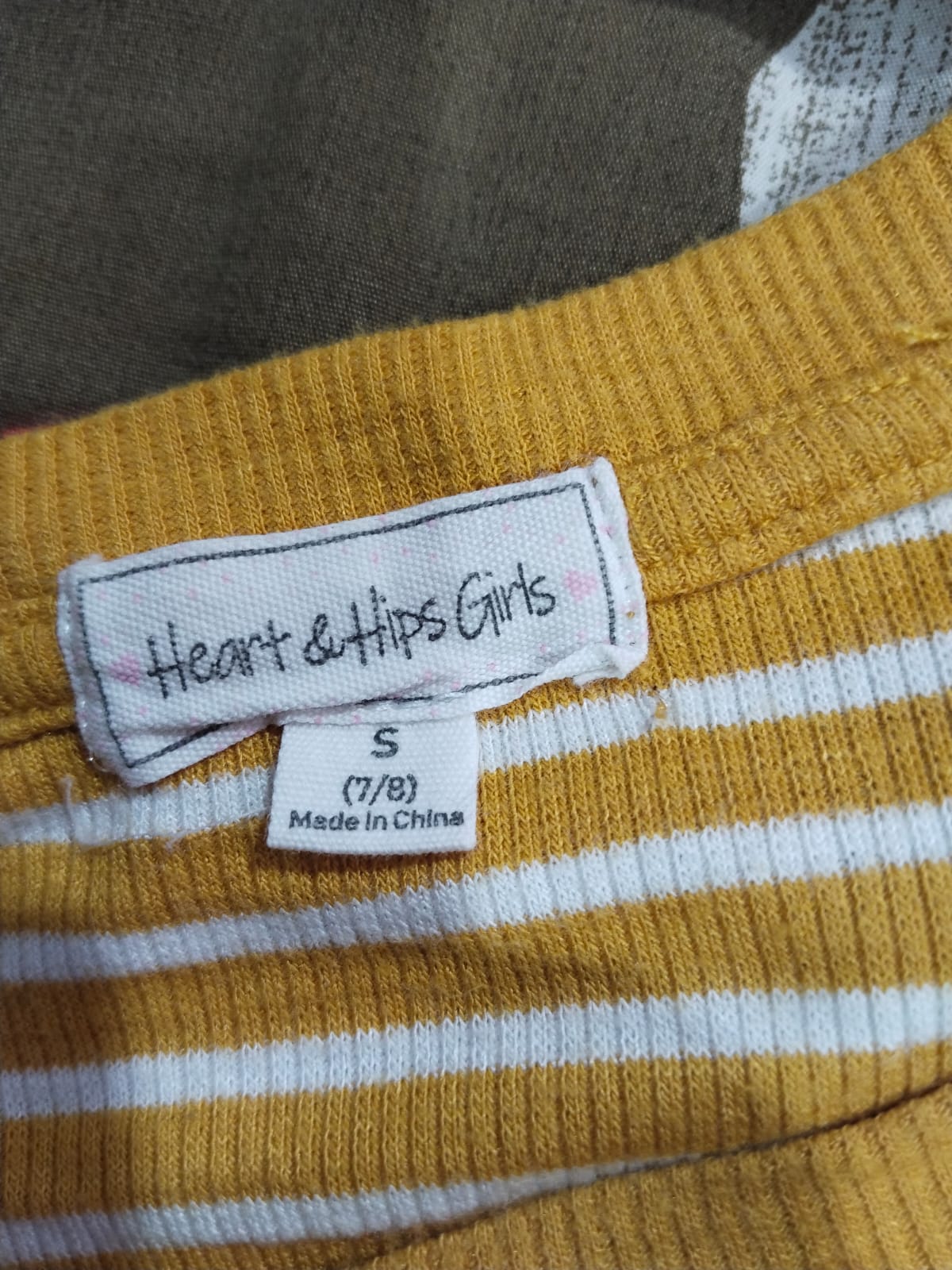 HEART & HIPS GIRLS Long-Sleeved Top  Harvest Gold And Snow White Stripes