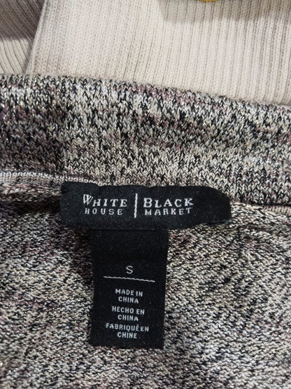 White House Black Market Cowl Neck Shimmer Metallic Gray Knit Sweater