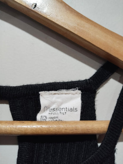 ESSENTIALS  Black Ribbed Crop Tank Top