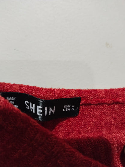 SHEIN Red Ribbed Crop Top WIth Spaghetti Straps Square Neckline