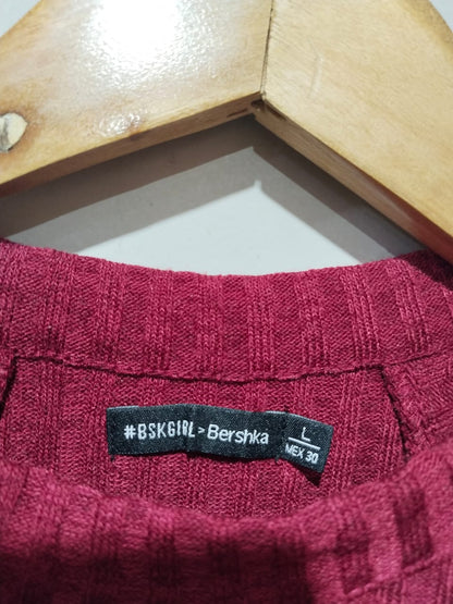 BERSHKA Red Knitted Halter Neck Top