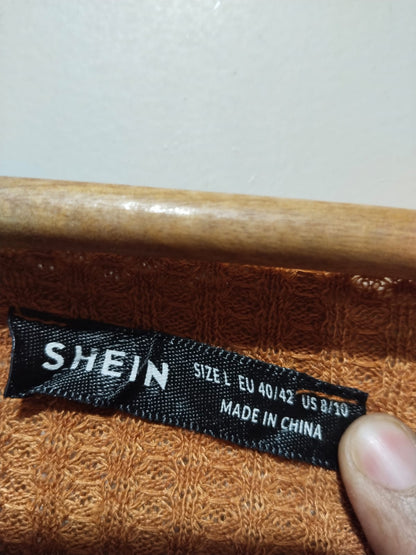 Shein Terracotta Knit V-neck Crop Top