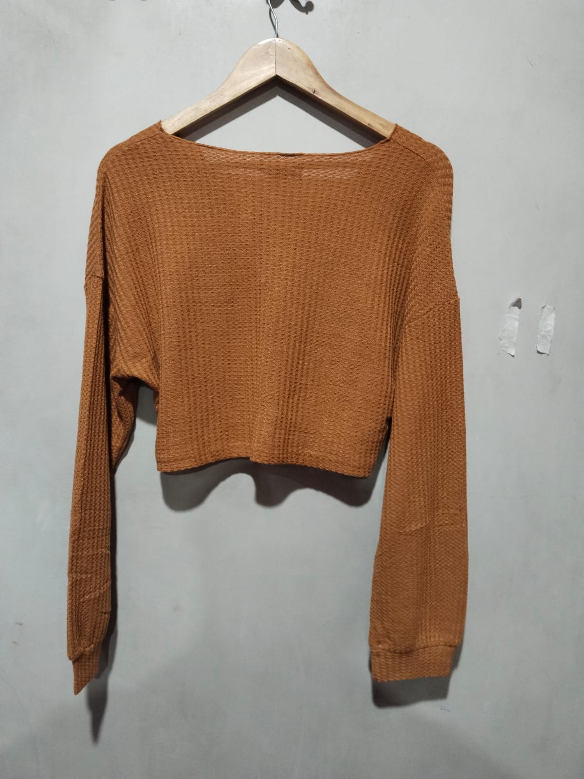 Shein Terracotta Knit V-neck Crop Top