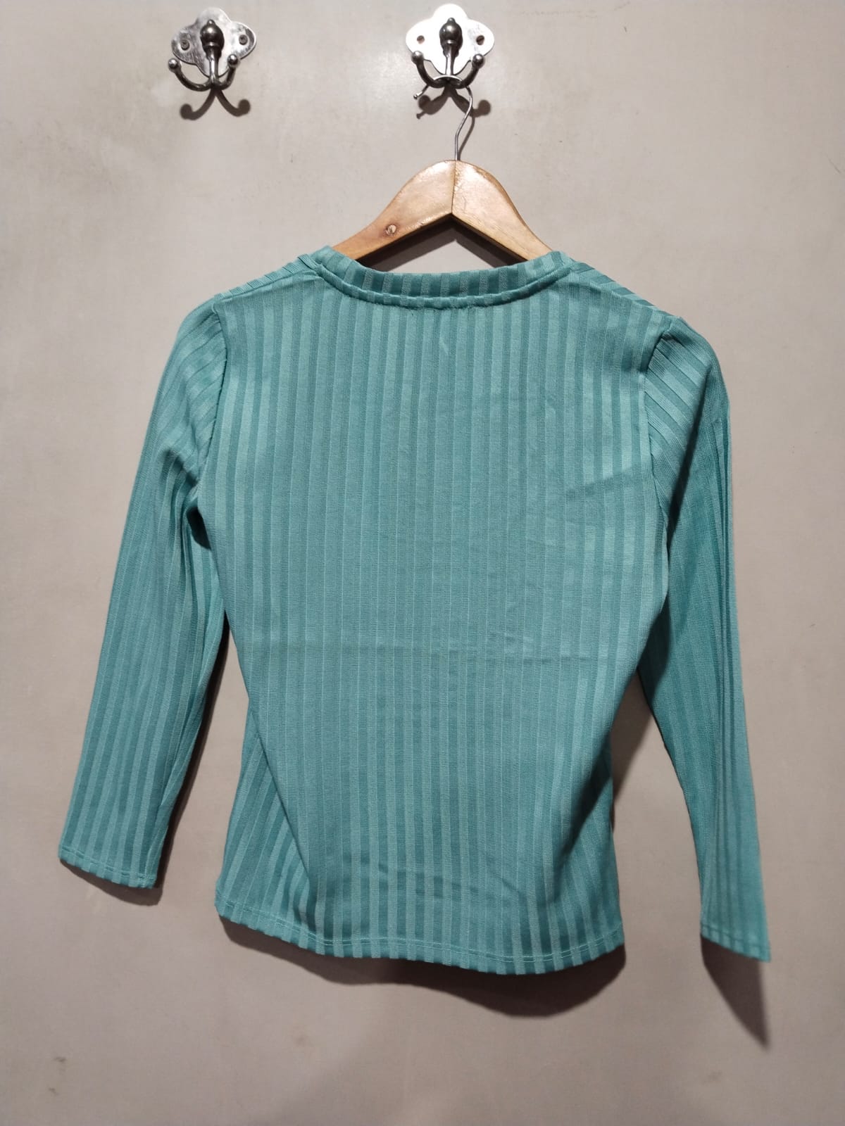 MNG BASICS Mango Teal Ribbed Stretch Top