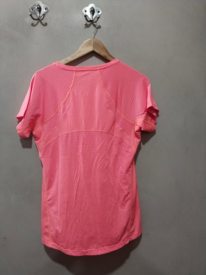 Kirkland Signature Women's Striped Active Yoga Tee in pink