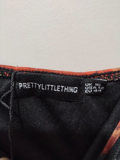 PRETTY LITTLE THING Ruched Spaghetti Strap Mini Dress With A Floral Or Abstract Print