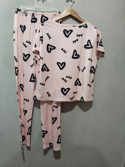 High Quality Comfortable Home Casual Sexy Women's Sleepwear Printed Round Neck Short Sleeved Pants Two-piece Set