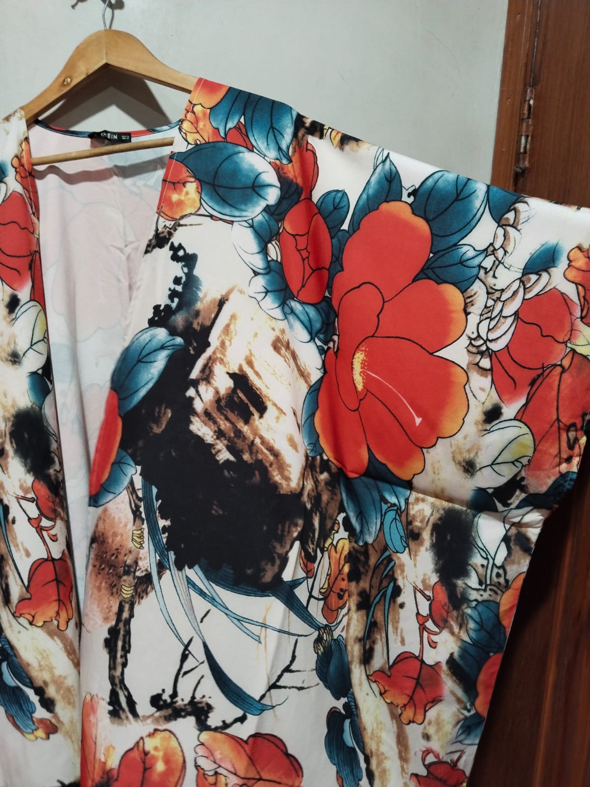 SHEIN Womens Kimono Cover Ups for Beach Floral Short Sleeve Loose Summer Cardigan