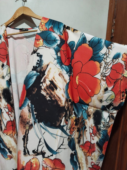 SHEIN Womens Kimono Cover Ups for Beach Floral Short Sleeve Loose Summer Cardigan