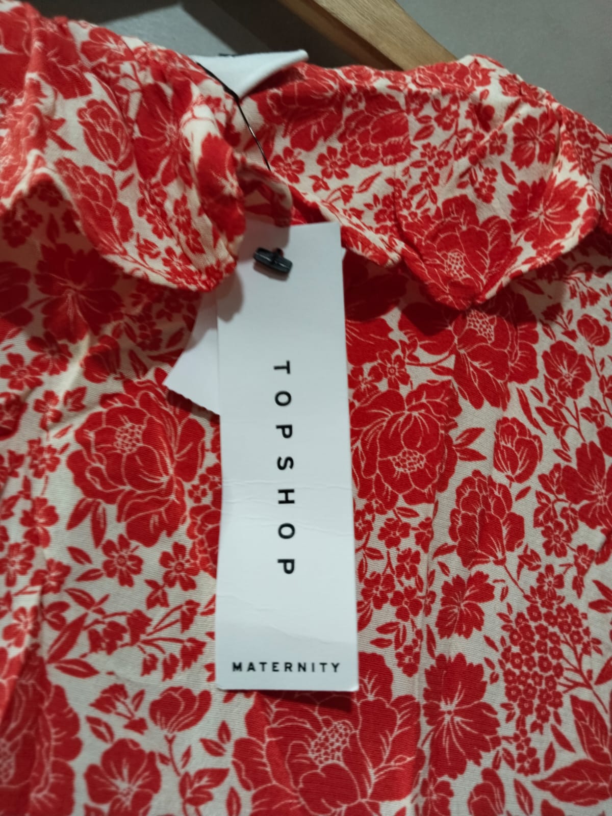 TOPSHOP MATERNITY Red Floral Print Ruffle Wrap Midi Midaxi Maxi Dress