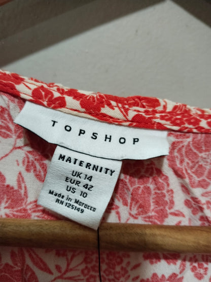 TOPSHOP MATERNITY Red Floral Print Ruffle Wrap Midi Midaxi Maxi Dress