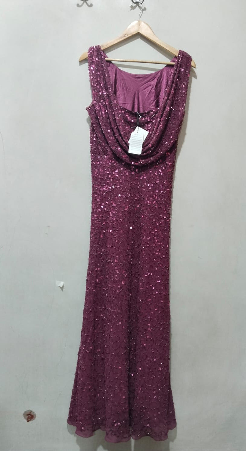 KALEIDOSCOPE Sleeveless Sequined Gown Dress In A Burgundy / Wine Color