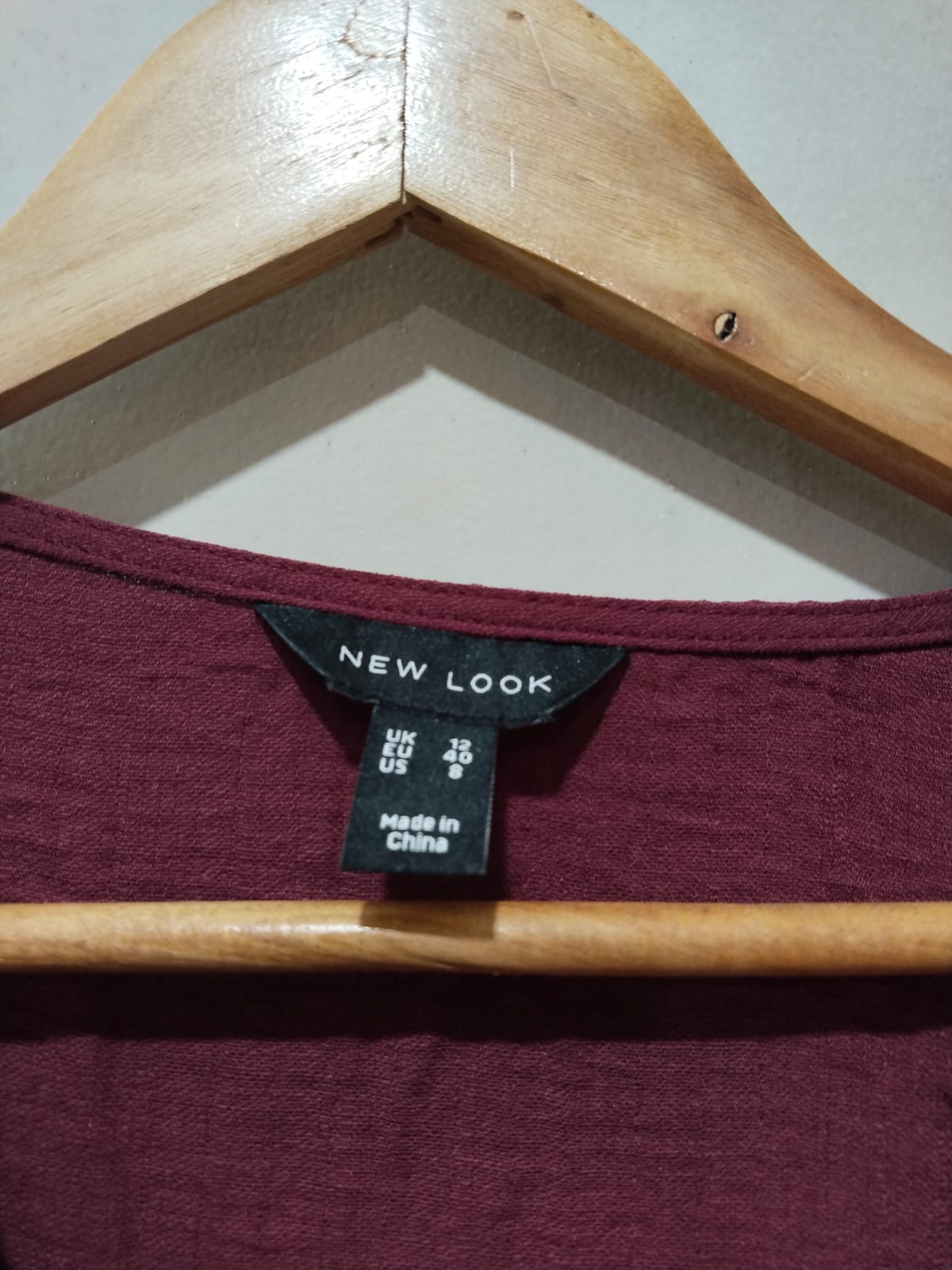 New Look Burgundy V-Neck Blouse