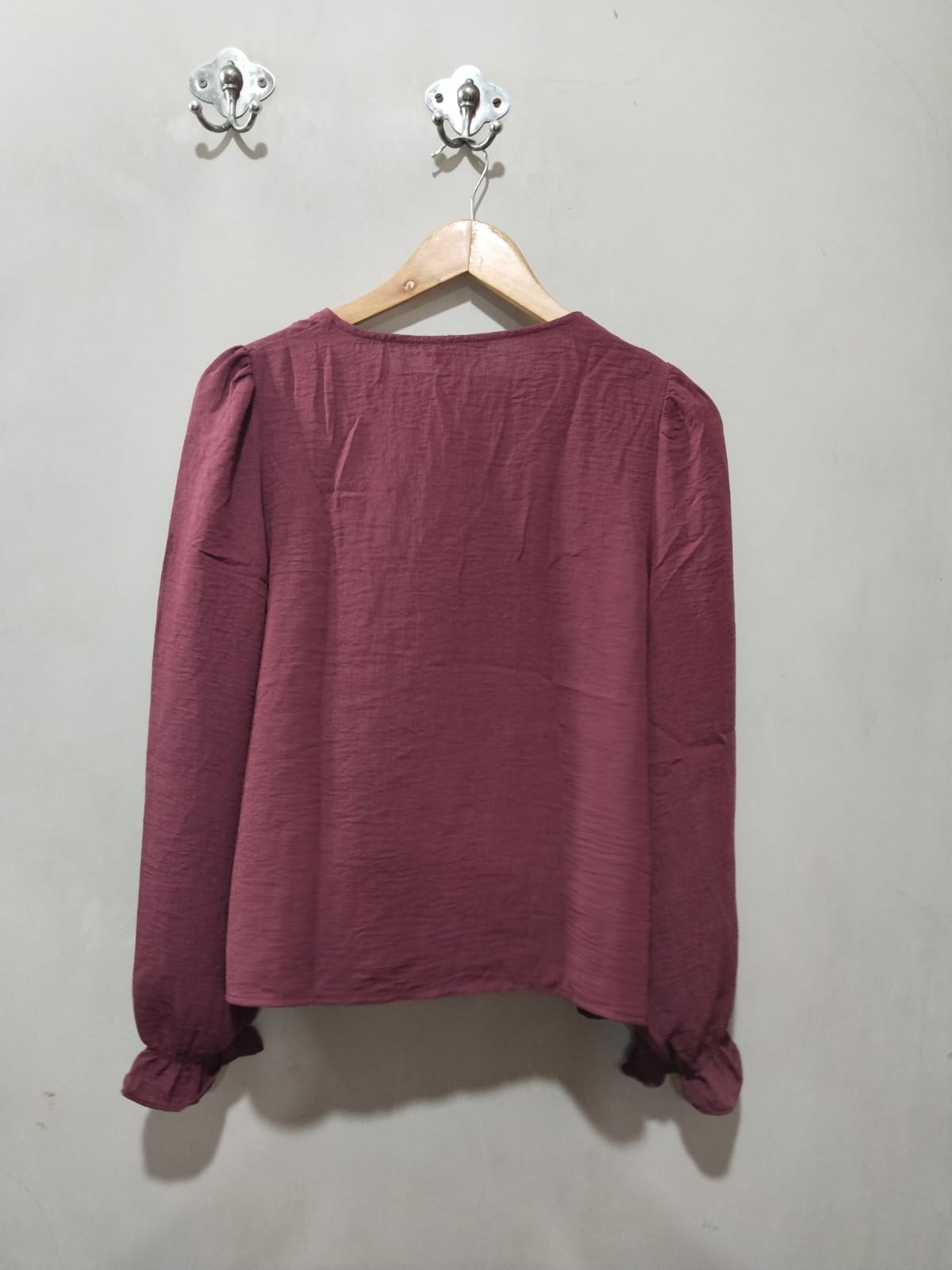 New Look Burgundy V-Neck Blouse