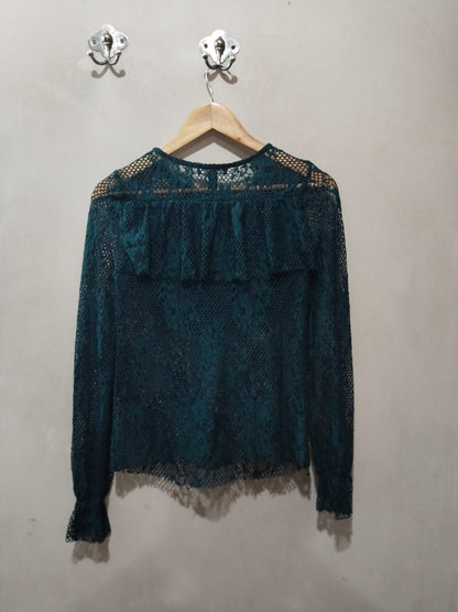 New Look Long-Sleeve Embroidered Lace Top
