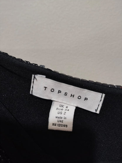 Topshop Sequin Strappy Mini Dress In Black