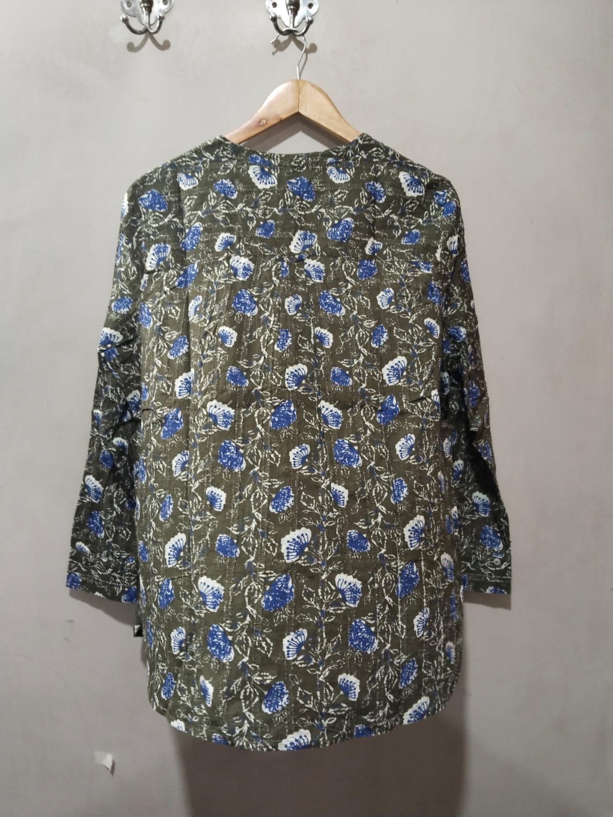 Marks & Spencer Pure Cotton Printed Textured V-Neck Shirt