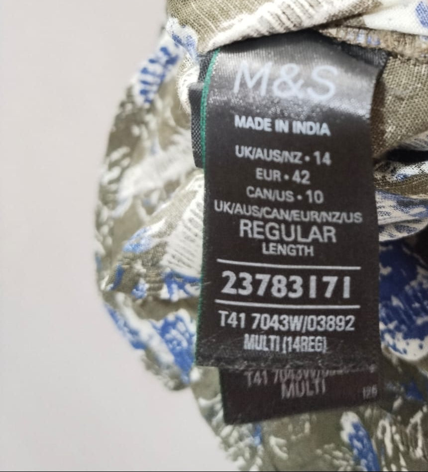 Marks & Spencer Pure Cotton Printed Textured V-Neck Shirt