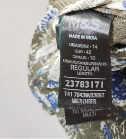 Marks & Spencer Pure Cotton Printed Textured V-Neck Shirt