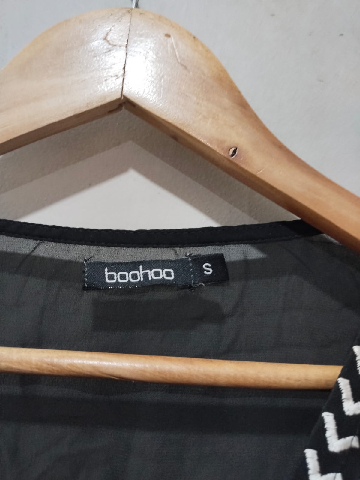 Boohoo Tribal Floral Embroidered Long Sleeve Dress Black