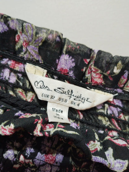 Miss Selfridge Floral Crop Off The Shoulder Boho Hippie Blouse