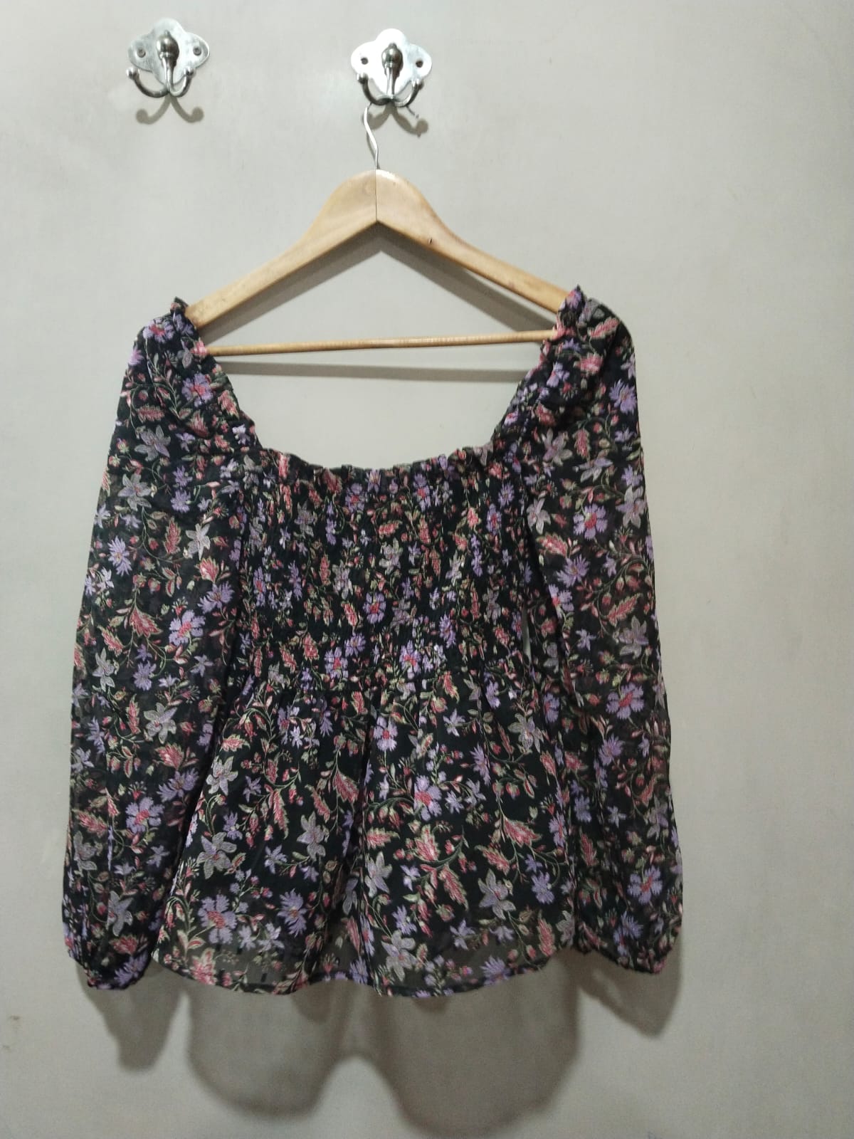 Miss Selfridge Floral Crop Off The Shoulder Boho Hippie Blouse