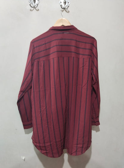 Divided H&M Red Striped Long Shirt
