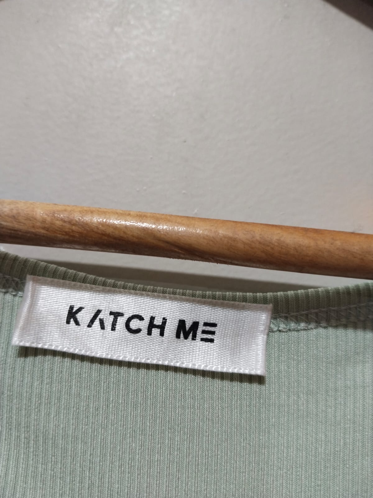 KATCH ME Green Bodysuit Short Sleeve Crew Neck Rib Jersey