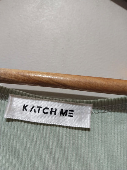 KATCH ME Green Bodysuit Short Sleeve Crew Neck Rib Jersey