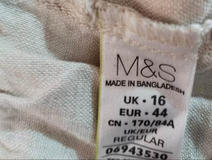 M&S Ecru Linen Drawstring Pants Wide Leg