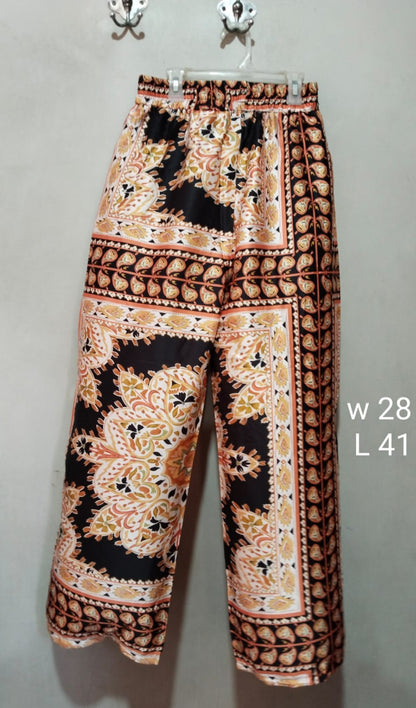 Black, Orange, And White Printed Palazzo Pants