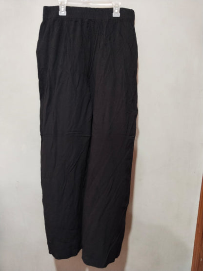 PRIMARK Black Wide-Leg Linen Trousers With A Drawstring Waist