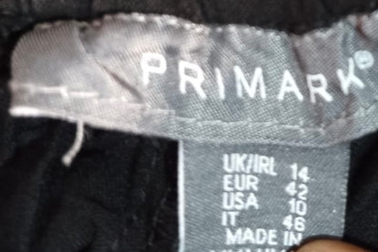 PRIMARK Black Wide-Leg Linen Trousers With A Drawstring Waist