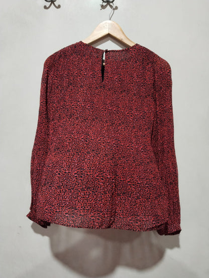 Zara TRF Collection Red And Black Leopard Print Peplum Top