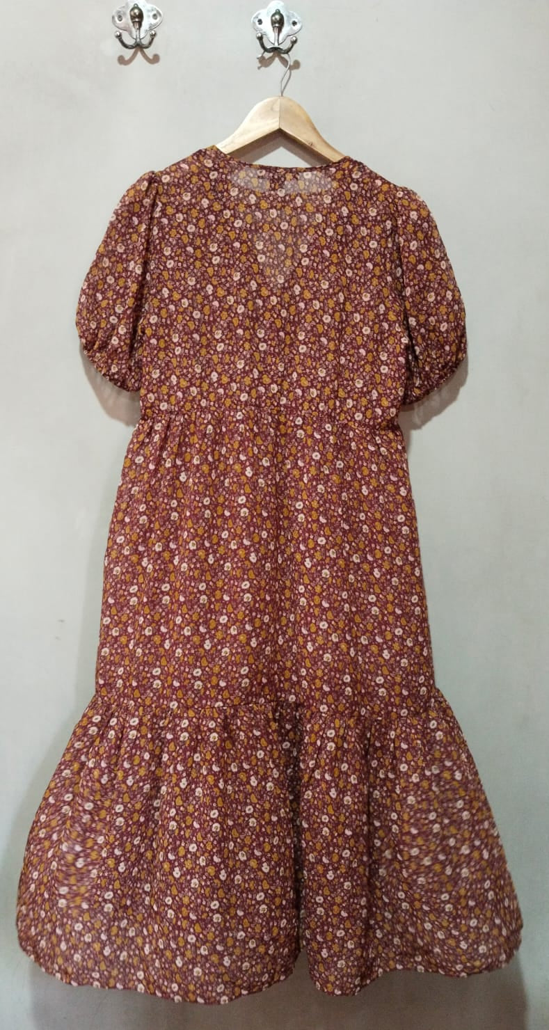 PRIMARK Brown Floral Print Dress