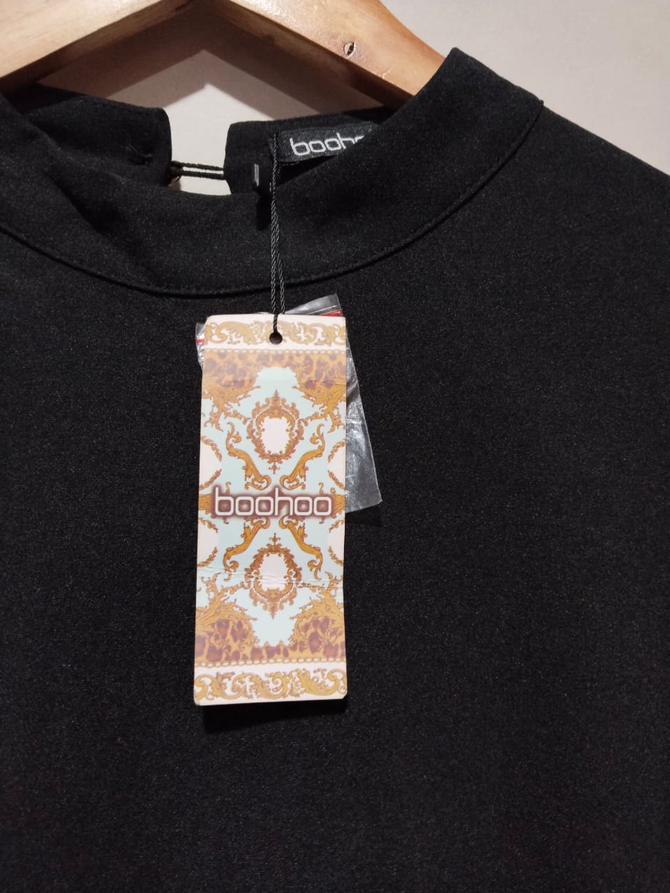 BOOHOO Black Long-Sleeved Dress With A Flared Skirt