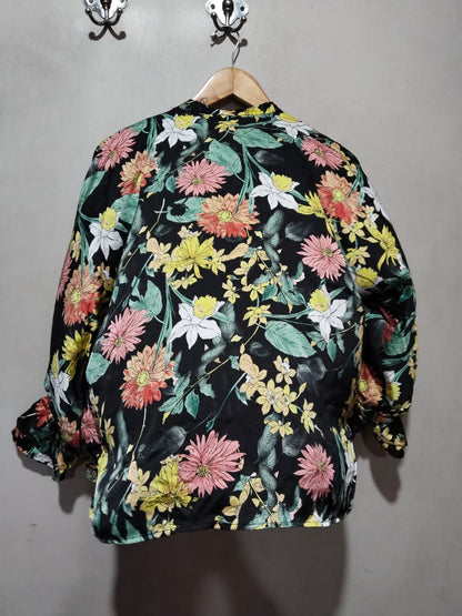 JCL Women's Floral Print Top With A Tie-Neck