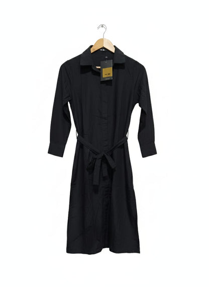 KHAADI Women's Black Schiffer Dress Full Sleeves